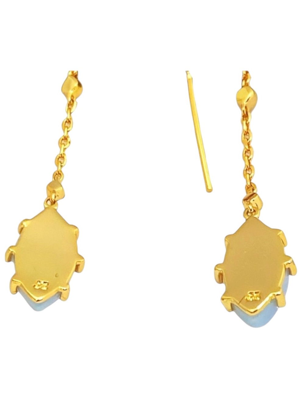new Jules Smith ꧁ 14K Gold Plated Opal + Cubic Zirconia CZ Threader Earrings ꧂ - Picture 8 of 16